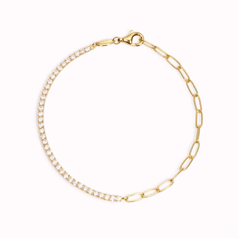 Cubic zirconia half tennis bracelet in gold vermeil