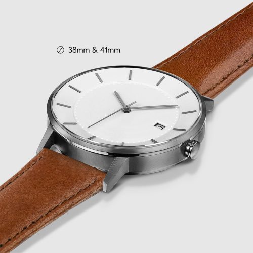 classic watch gunmetal tan angle 1