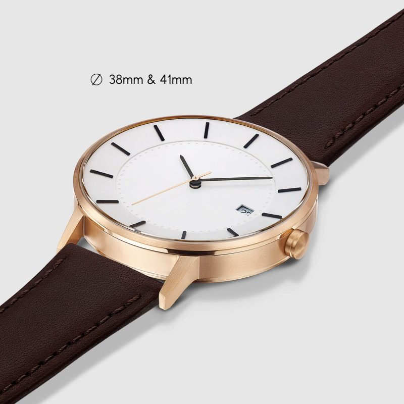 classic watch rose gold mocha angle 1