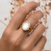 Mother of pearl statement ring in gold vermeil