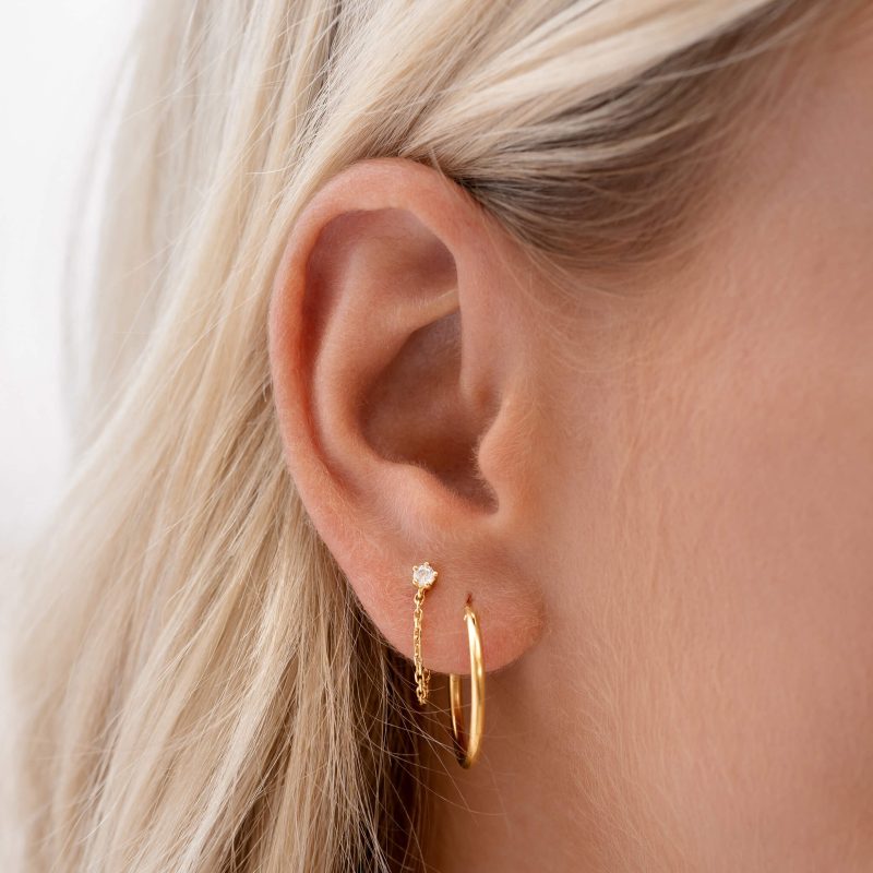 ella chain earring gold vermeil model 2