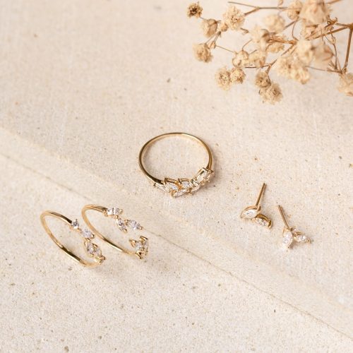 freya ring selma earrings ada open leaf ring leaf cluster ring 14k yg ldm lookbook 152