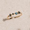 London blue topaz ring in 14k yellow gold with irregular gemstones