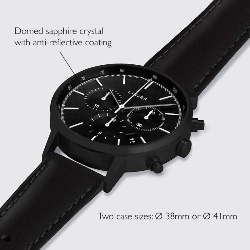 linjer chronograph black dial black black 2 angle dimensions