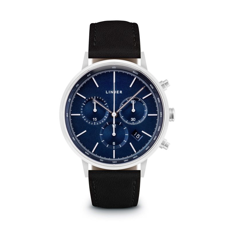 linjer chronograph blue dial silver black 1 front 3f23a78a 64a0 490d ac69 a55a2531f493