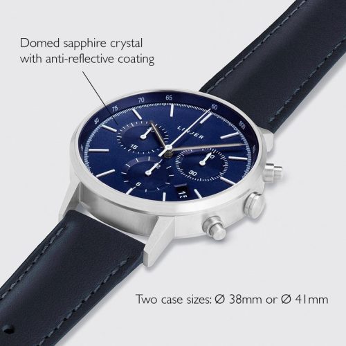 linjer chronograph blue dial silver navy 2 angle dimensions