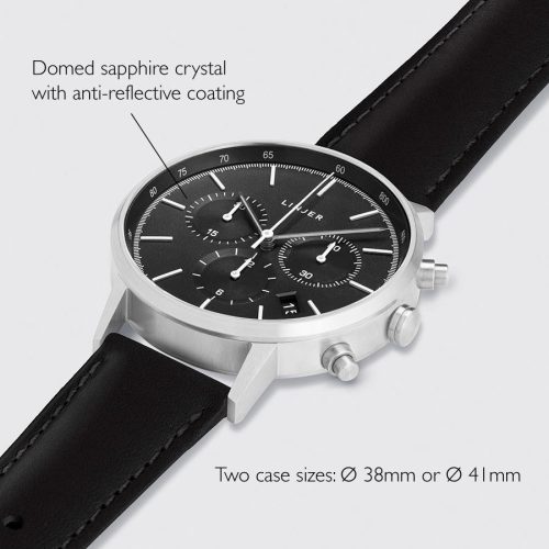 linjer chronograph grey dial silver black 2 angle dimensions