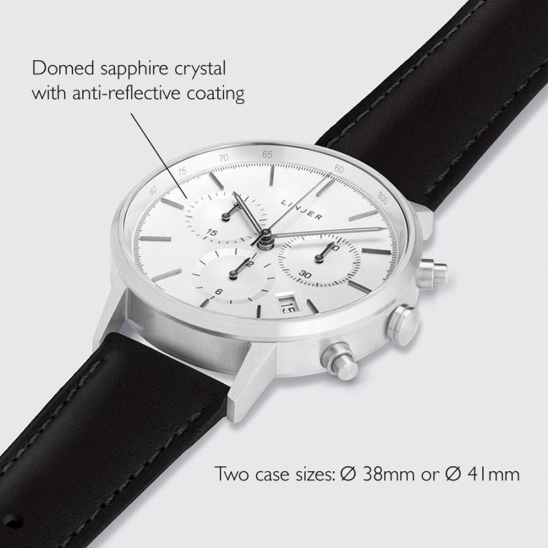 linjer chronograph silver dial silver black 2 angle dimensions