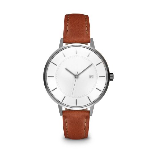 linjer classic watch 34 gunmetal tan 1 front