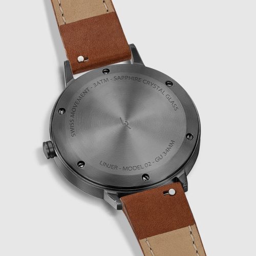 linjer classic watch 34 gunmetal tan 3 back