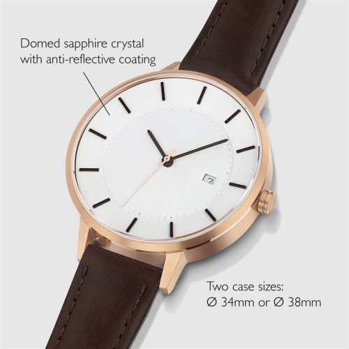 linjer classic watch 34 rose gold mocha 2 angle dimensions