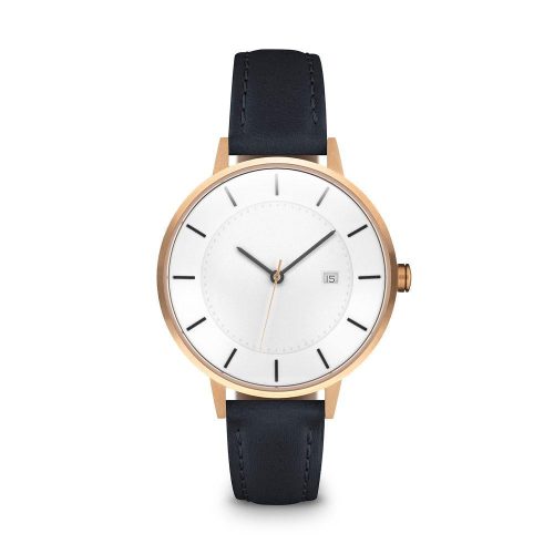 linjer classic watch 34 rose gold navy 1 front