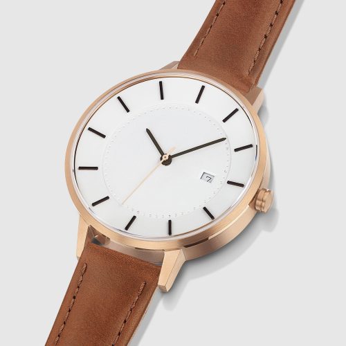 linjer classic watch 34 rose gold tan 2 angle