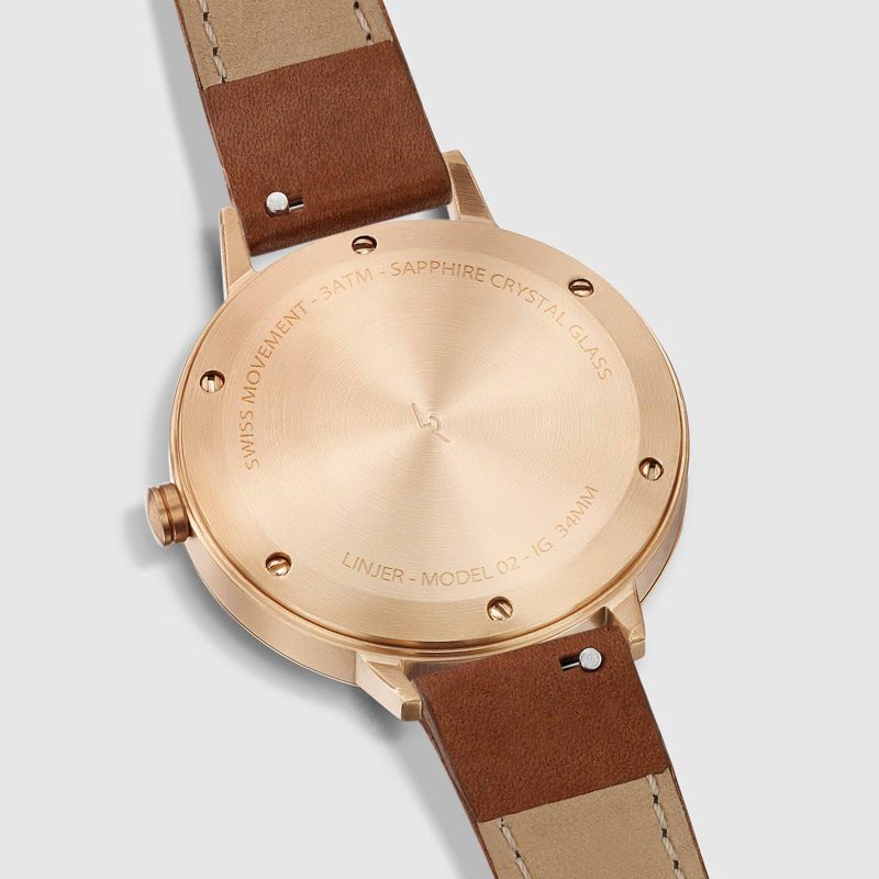 linjer classic watch 34 rose gold tan 3 back