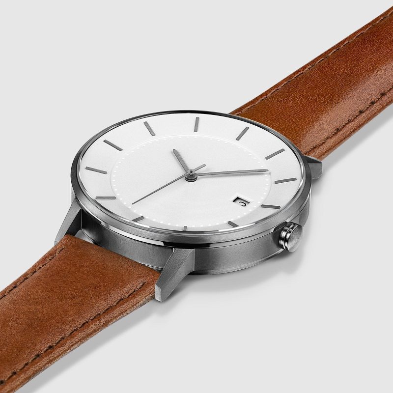 linjer classic watch 38 gunmetal tan 2 angle