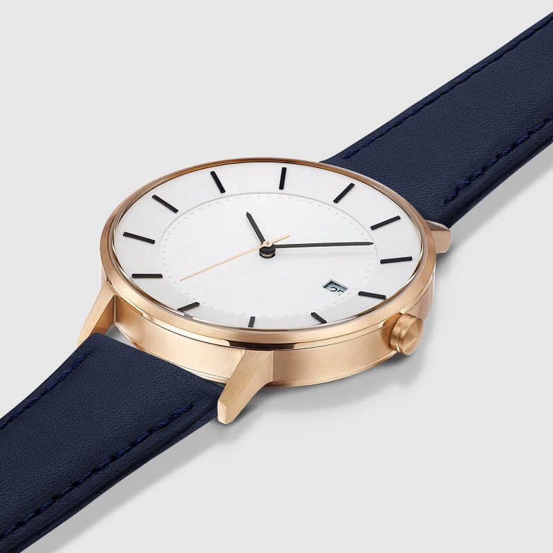 linjer classic watch 38 rose gold navy 2 angle