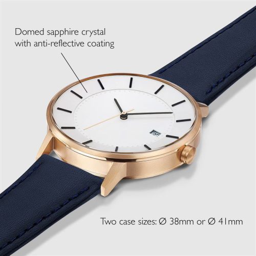 linjer classic watch 38 rose gold navy 2 angle dimensions