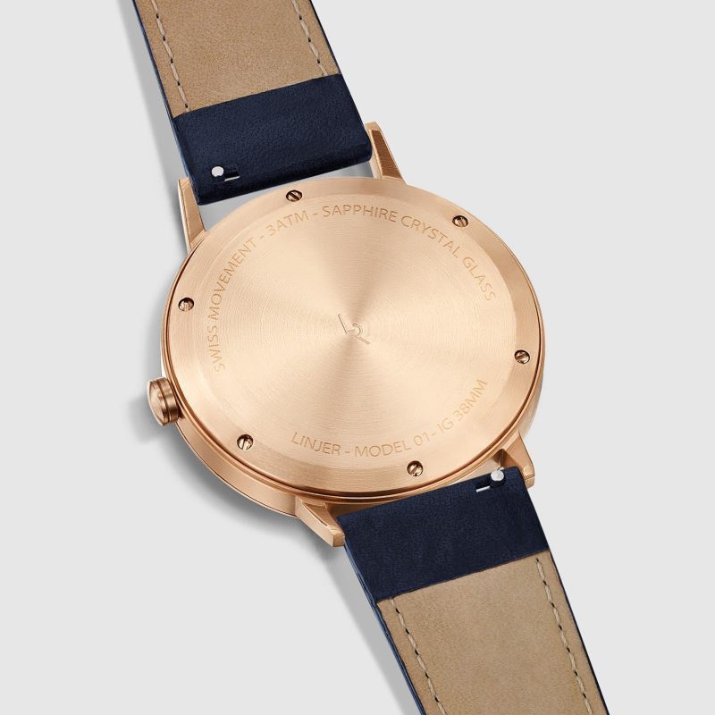 linjer classic watch 38 rose gold navy 3 back