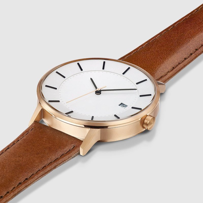 linjer classic watch 38 rose gold tan 2 angle