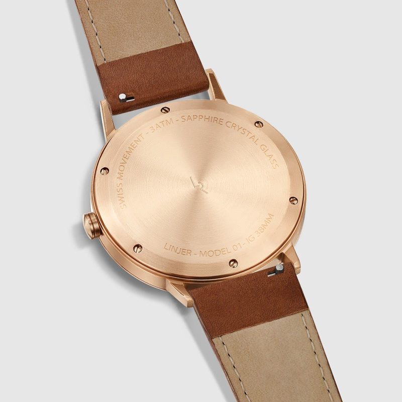 linjer classic watch 38 rose gold tan 3 back