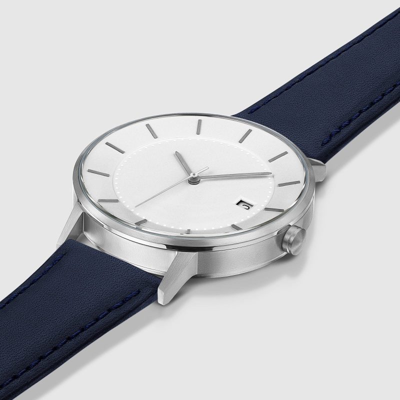 linjer classic watch 38 silver navy 2 angle