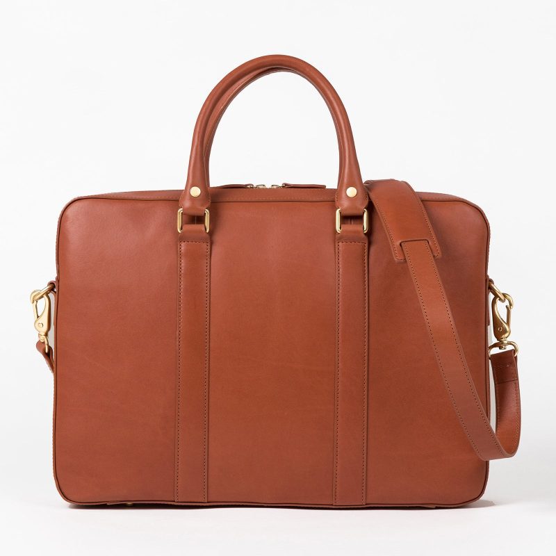 linjer soft briefcase cognac 1 front