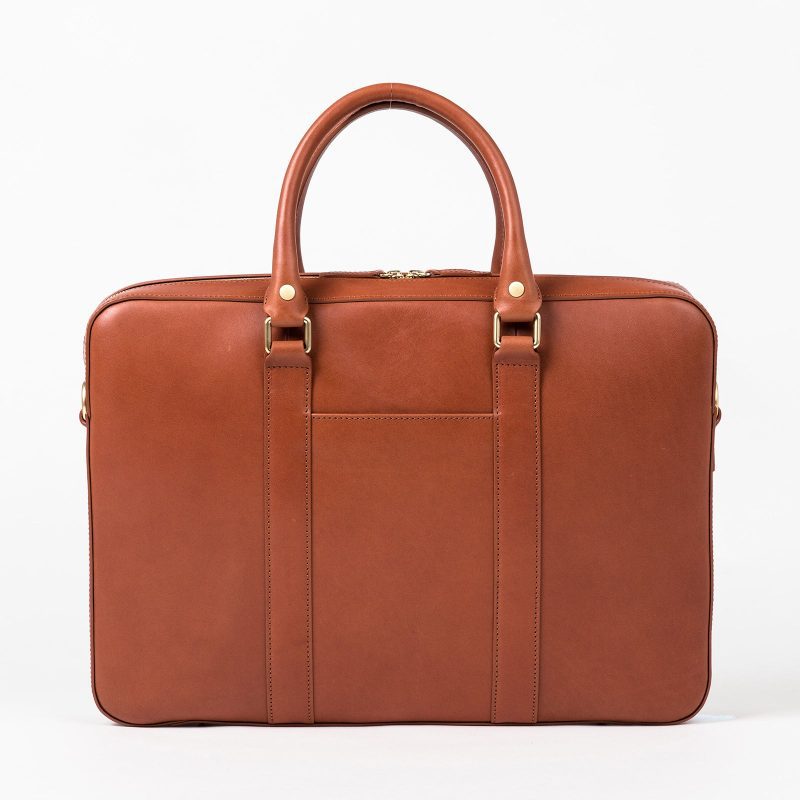 linjer soft briefcase cognac 2 front