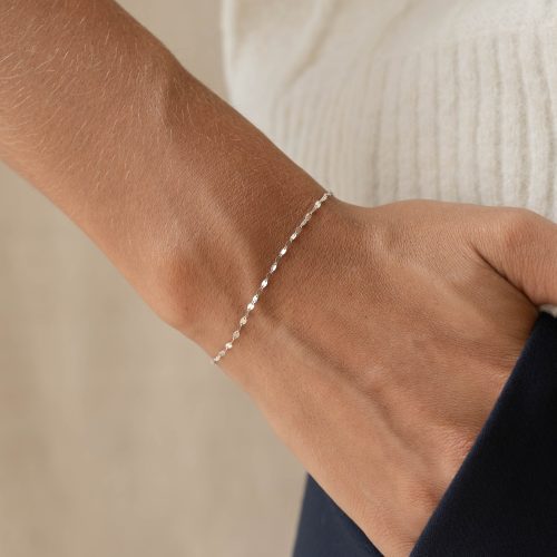 petal chain bracelet white gold florence 3