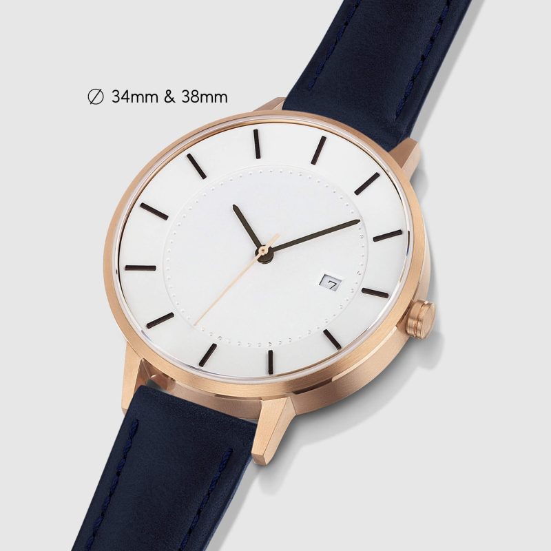 womens classic watch rose gold navy angle