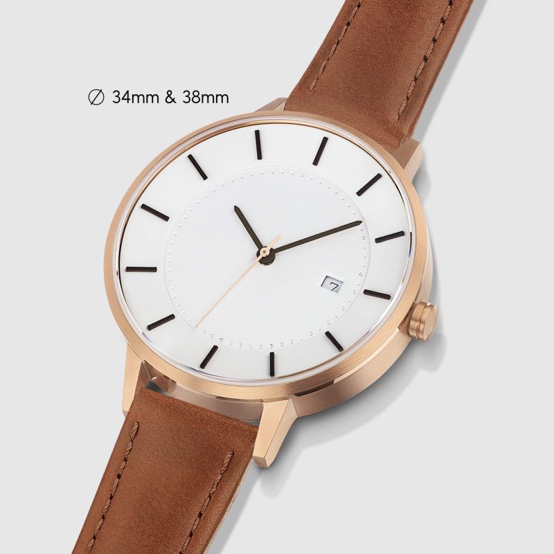 womens classic watch rose gold tan angle